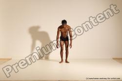 Underwear Gymnastic poses Man Black Athletic Black Dancing Dreadlocks Dynamic poses Academic